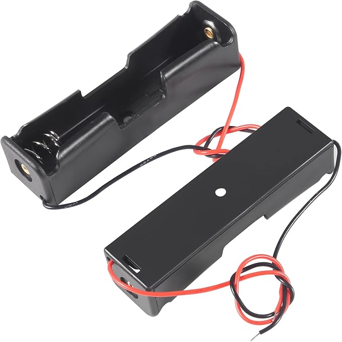 10pcs 18650 Battery Clip 1 Slots 3.7V Plastic 18650 Battery Storage Box Case with Black and Red Wire Leads for 18650 Battery with Connect Lead