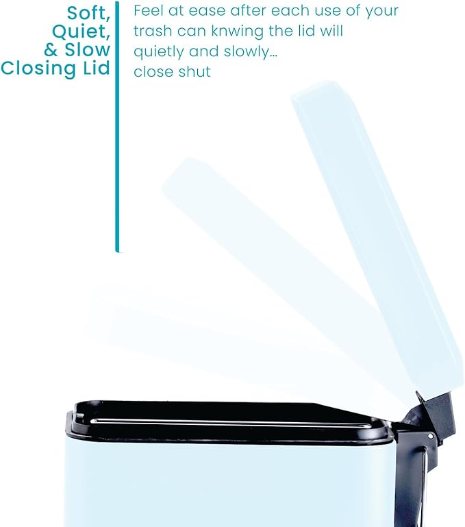 Home Zone Living 3-Pack 1.3 Gallon Small Poweder Blue Bathroom Trash Can with Lid and Step Pedal, Stainless Steel Wastebasket with Slim Design for Home and Office, 5 Liters