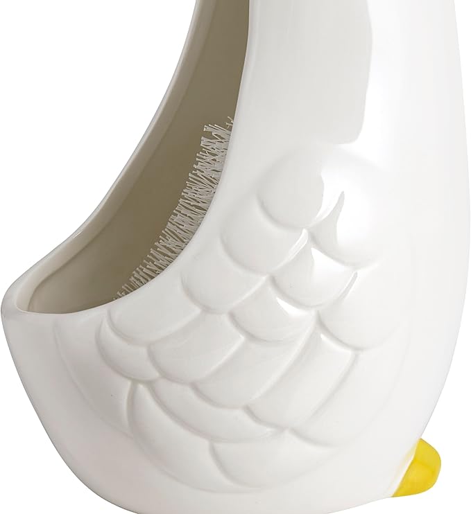Duck Ceramic Toilet Brush Holder with Plastic Brush Set by Allure Home Creation