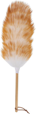 Wooden Handle Wool Duster Cleaning Brush Tool for Household Dust Removal, White Lambswool Duster Suitable for Furniture and Home Dusting Random Color