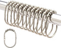 2 Lb. Depot Wide Shower Curtain Rings - Set of 12 Easy Glide Rollers with Polished Nickel Finish - Stainless Steel Shower Hooks for Straight and Curved Rods - Decorative and Durable for Any Bathroom