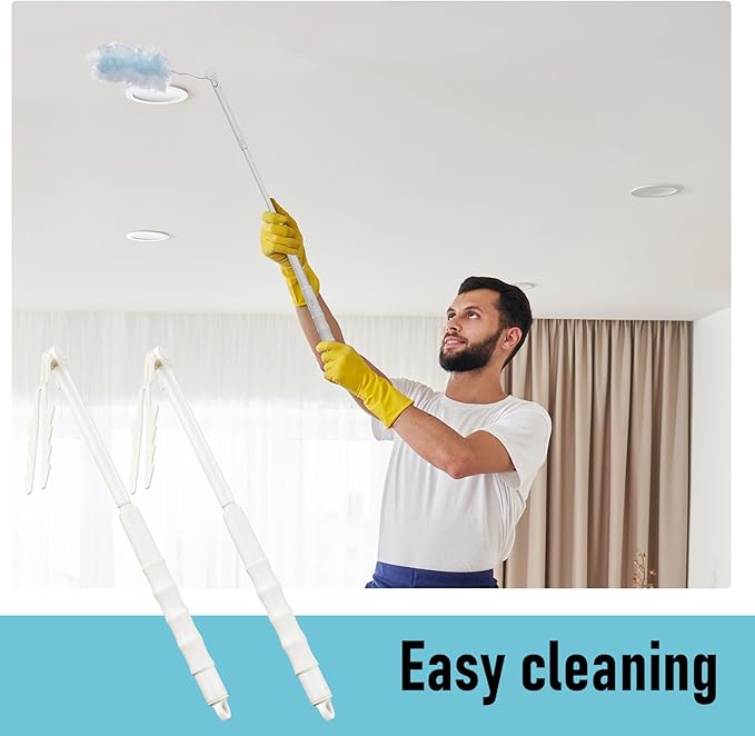 12 Pcs 3 ft Replacement Handles Compatible with Swiffer Duster Refill, Extended Handle, Removal Duty, Adjustable Length for Home Fan Window Cleaning (White)