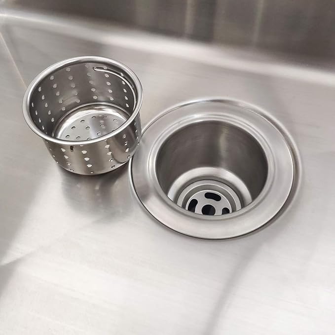 Kitchen Sink Drain Basket Only, 3-inch Basket for Kitchen Sink Strainer Replacement, Deep Cup with Handle, SUS 304 Stainless Steel