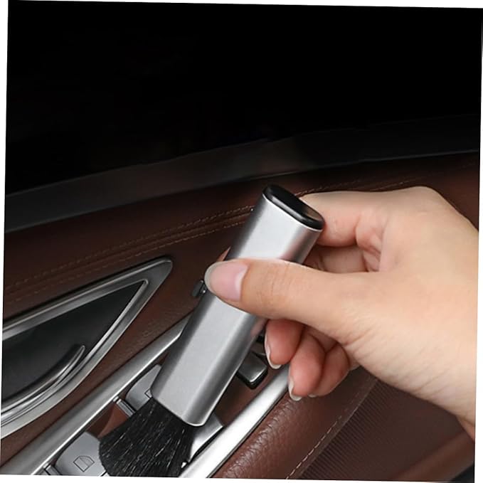 Yardwe Retractable Car Air Vent Cleaning Brush with Soft Bristles, Mini Gap Cleaning Tool for Automotive Air Conditioner and Interior Dust Removal, Portable Silver Car Care Accessory