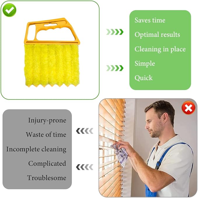 Blind Cleaner Duster Tool, Window Venetian Hand-held 7 Finger Dusting Cleaner Brush, Blinds Cleaning Brush Tool for Window Shutters Air Conditioner, Car Accessories (Yellow)