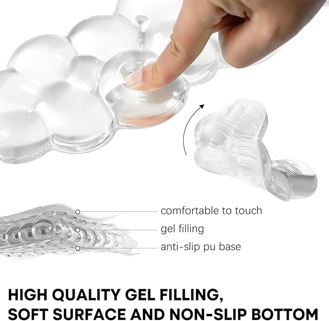 JIKIOU Clear Gel Wrist Rest for Keyboard and Mouse, Cool Silicone Mouse Wrist Rest Set, Cute Ergonomic Wrist Rest for Keyboard Typing Pain Relief, Suitable for Office Computer Laptop Gaming White