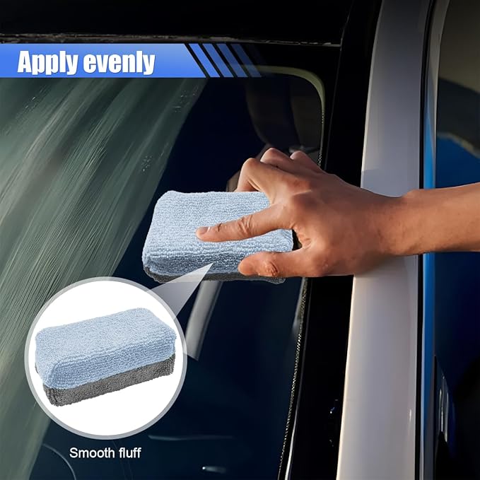 12PCS Ceramic Coating Applicator Sponge, Microfiber Rectangular Auto Polishing Cleaning Pads, Universal Automotive Detailing Sponge for Car Wax, Paint, Sealant Application (Blue)