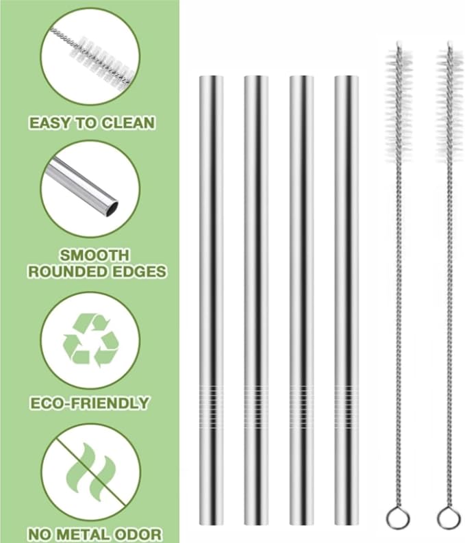 Metal Straw Replacement for Stanley Quencher ProTour Flip Tumbler 30oz,4 Pack Stainless Steel Drinking Straw with Cleaning Brush for Stanley Quencher ProTour 30oz Cup