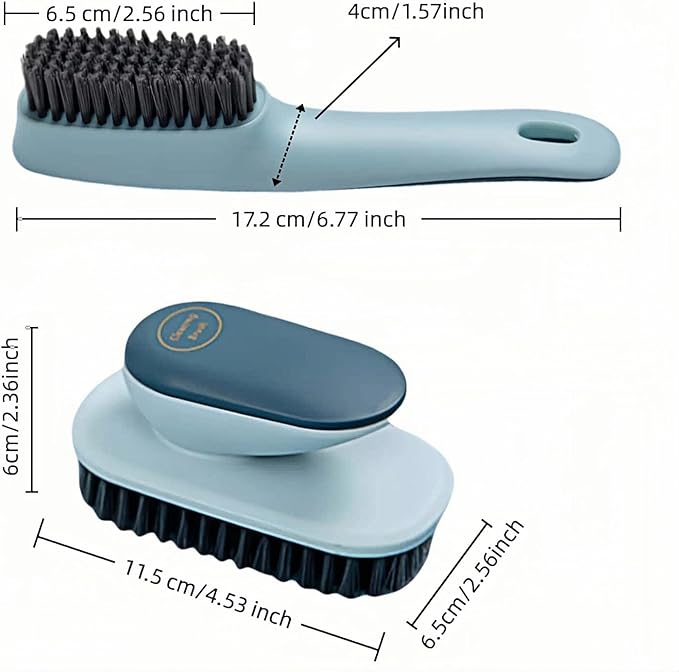 2-Pack Ergonomic Shoe & Laundry Scrub Brush Set - Stiff Bristle Cleaning Brush for Shoes, Stains, Bathroom, Kitchen, Tile Grout - Non-Slip Grip with Hole for Hanging & Drying