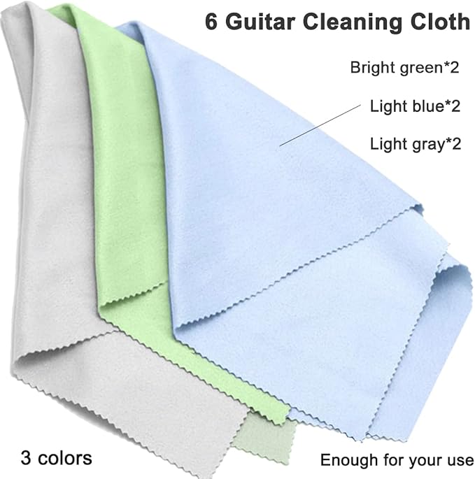 6 Pack Guitar Cloths, 12"x12" Microfiber Flute Cleaning Cloth for Musical Instruments Polishing & Cleaning Cloths for Guitar Flute Violin Piano Clarinet Trumpet Sax