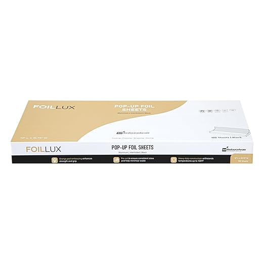 Restaurantware Foil Lux 12 x 10.8 Inch Pop-Up Foil Sheets 2000 Disposable Foil Papers For Food - Orange Peel Embossing Interfolded Black Aluminum Foil Sheets Greaseproof Freezable Oven Ready