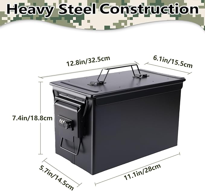Ammo Can&Ammo Box, Fireproof & Waterproof Metal Storage Box - Perfect for Ammo, Lithium Batteries & RC Car Batteries