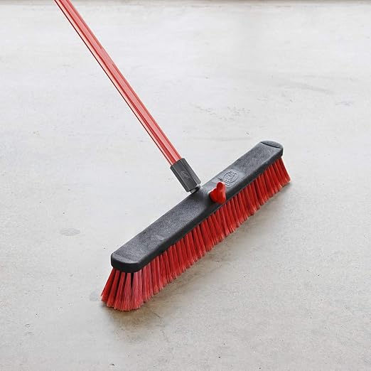 Libman Commercial 805 Multi-Surface Push Broom, 64" Length, 24" Width, Black/Red (Pack of 4)