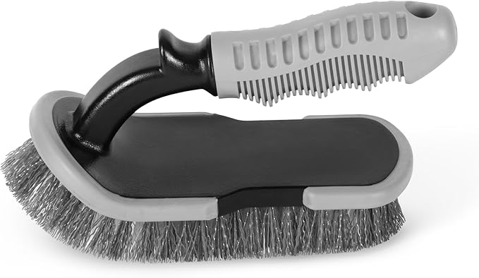 DecorRack 2 Pack Cleaning Brush, Heavy-Duty Scrub Brush with Ergonomic Handle for Floors, Tiles, Bathtubs, Grout, Decks, and Outdoor Surfaces (Gray, 2 Pack)