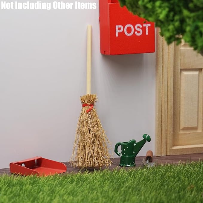 Odoria Dollhouse Straw Broom Miniature - 1/12 Scale Broomstick for Fairy Garden - Mini Witch Broom Decorative Craft - Tiny Besom Rustic for Halloween Thanksgiving Festival 20Pcs
