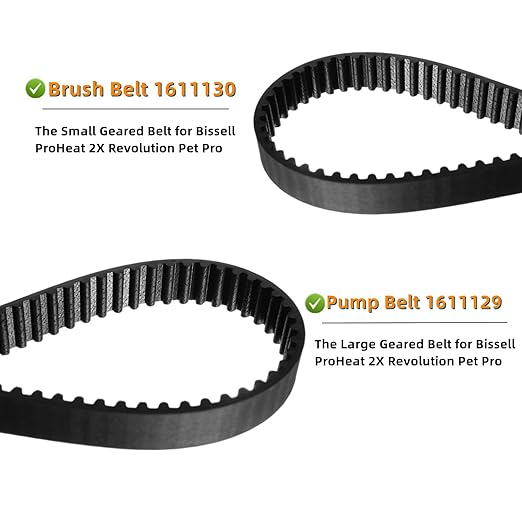 Replacement Belt Set for Bissell ProHeat 2X Revolution Pet Pro Carpet Cleaner Model 1986, 1964, 2007, 2007P Series, Replace Parts 1611129 and 1611130