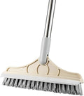 Magic Broom 2 in 1 Scrub Brush with Long Handle, V-Shape Stiff Bristle Brush Scraper, Squeegee and 120 Rotating Head for Bathroom, Glass and Wall Cleaning