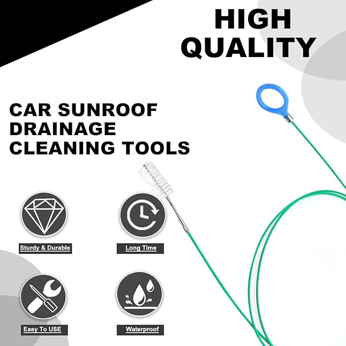 Auto Sunroof Drain Cleaning Tool, 78" Long Flexible Tube Cleaning Brush, Extra Long Tube Cleaning Brush for Slim Drain Dredge Tool for Cars Sunroof, Windshield Wiper Drain Hole, Sewer Drain Holes