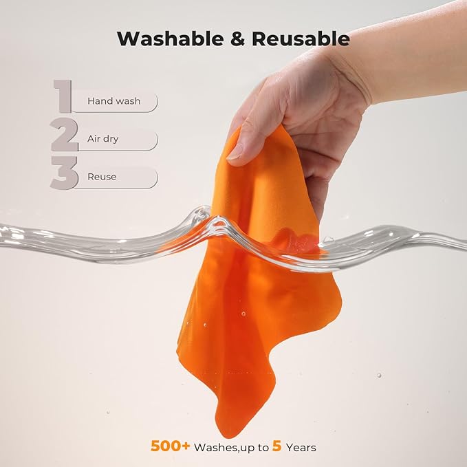 K&F CONCEPT 12 Pack Lens Cleaning Cloth | Microfiber Cleaning Cloth | Glasses Cleaning Cloths | Eyeglass Lens Cleaner | Eyeglasses, Camera Lens, VR/AR Headset Screen Cleaning | Orange & Green & Blue
