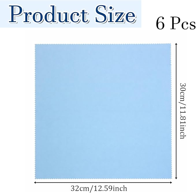TIESOME 6 Pack Guitar Cleaning Cloth, 12" x 12" Microfiber Polishing Cloths for Guitar, Violin, Flute, Piano, Clarinet, Trumpet & Sax, Lint Free Instrument Cleaning Cloth, Soft Non-Abrasive