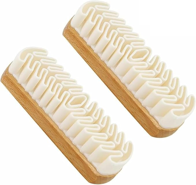 2-in-1 Suede Brush and Eraser,Soft Rubber Shoe Brush & Suede Shoe Cleaner,for Cleaning Shoes, Boots, Bags, Jackets & Purses,with Wooden Handle for Effective Stain Removal (2pcs)