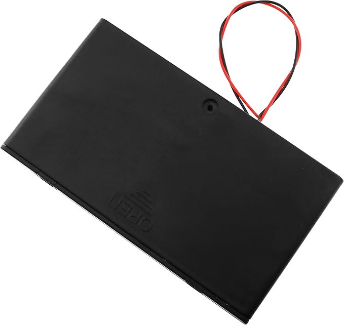 E-outstanding 12V Battery Holder 8X 1.5V AA Battery Storage Case Black Box with ON/Off Switch and Wire Leads