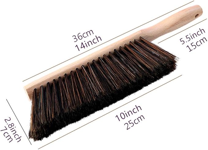 Soft Bristle Hand Brush Wooden Handle for Woodworking Shop Bench, Sawdust Removal Non-Scratch 14 Inch Long (2pcs Brown)