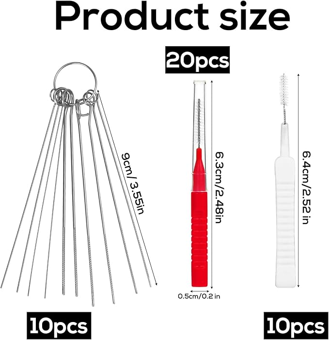40pcs Shower Head Cleaner Tools, 2 Designs Shower Head Cleaning Brushes Multi-Size Showerhead Cleaner Picks Anti-Clogging Cleaning Brush for Bathroom Small Hole Gap Nozzle Window Slot (Red)