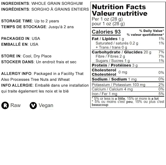 Food to Live Italian White Whole Grain Sorghum, 10 Pounds – Premium White Groats. Raw Milo Seeds. Vegan, Bulk Broom-corn. Durra is Great for Making Flour and Popped Jowar Dhani