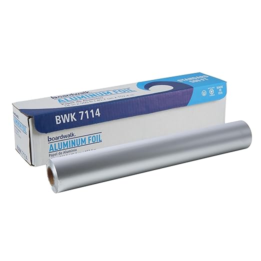 Boardwalk 7114 Premium Quality Aluminum Foil Roll, 18" x 500 ft, 16 Micron Thickness, Silver