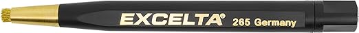 Excelta - 265 - Brushes - Scratch - Straight - Two Star - Plastic Handle with Brass Bristles, 0.25" Height, 0.63" Wide, 1" Length