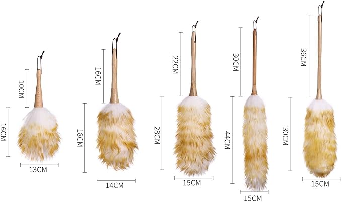 Feather Duster, 2 Pack Lambswool Duster, Pure Lambs Wool with Wood Handle(XSmall)