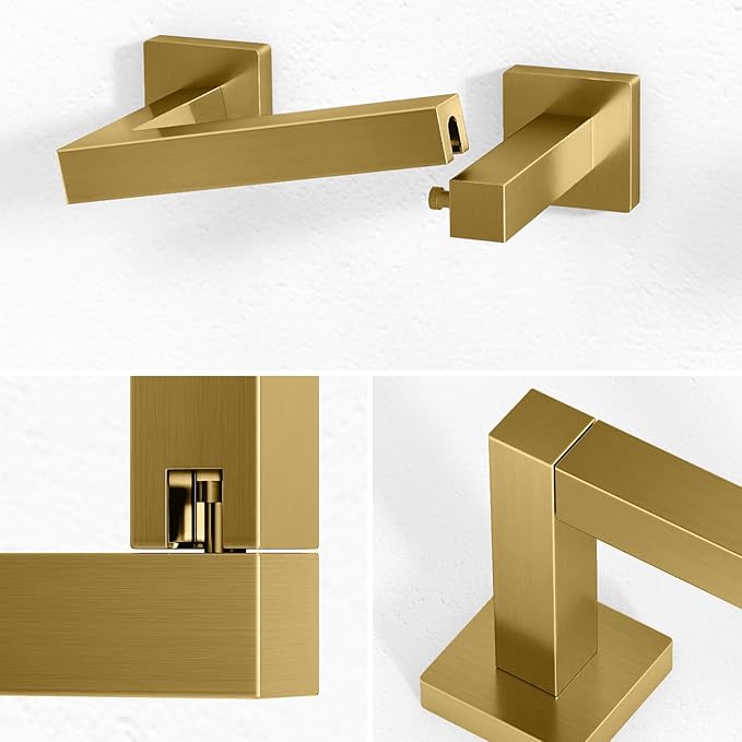 Toilet Paper Holder Wall Mounted Post Pivoting Square Tissue Holders Roll Holder Hangers for Bathroom Commercial Toilet Paper Dispenser,Gold