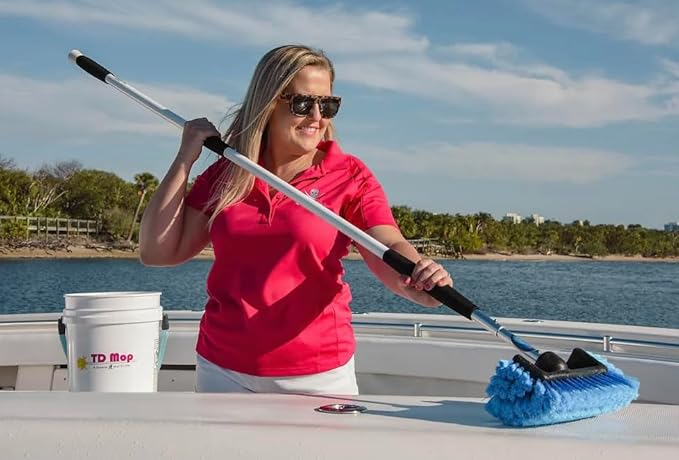 Big Bird Brush (Medium) Blue Boat Deck Scrub Brush for Cleaning and Washing - Boat Cleaner & Car Cleaner - Snap-On Attachment Only