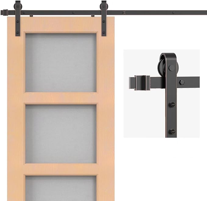 ORB Oil Rubbed Bronze Sliding Barn Door Hardware Kit with 11FT Track/Rail Single Door Brushed Antique Bronze
