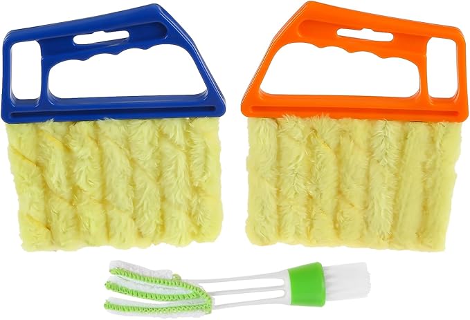 3Pcs Window Venetian Blind Cleaner Duster Tool, Window Venetian 7 Finger Dusting Cleaner Tool and Air Vent Cleaner, Shutter Cleaner Brush for Window Air Conditioner Duster Dirt Cleaner