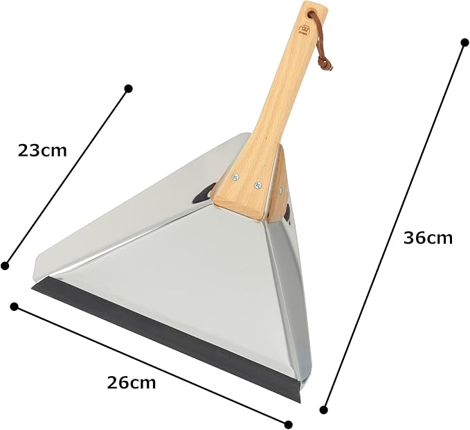 REDECKER Heavy Duty Stainless Steel Delta Dust Pan, Large Dustpan with 14-1/8-Inches Oiled Beechwood Handle for Home and Outdoor Use, Industrial Quality, Made in Germany