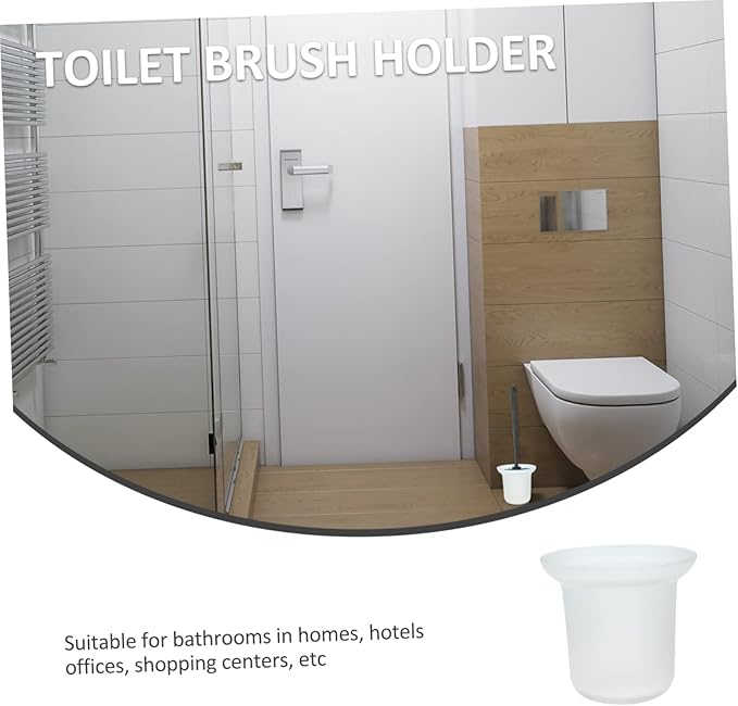 PRETYZOOM Frosted Toilet Brush Holder with Ventilated Glass Base Sturdy Bathroom Cleaning Tool Rack for Organized Toilet Brush Storage Easy Drain Design for Hygiene and Convenience