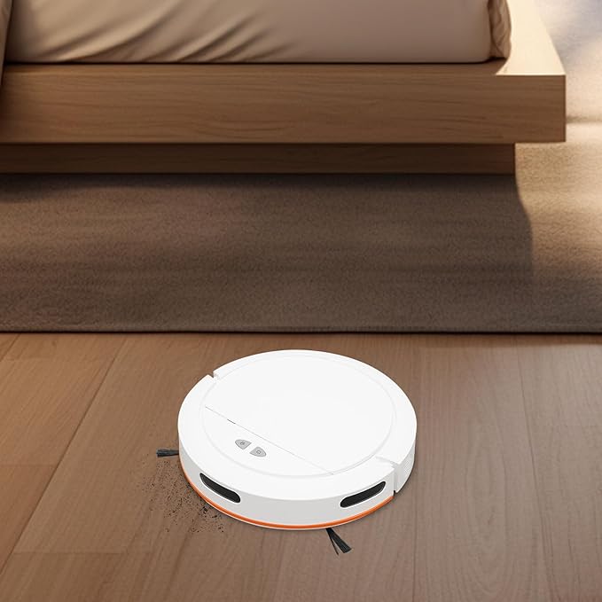Robot Sweeping Machine, 3-in-1 Sweeping Machine, Robot Vacuum Cleaner, Cordless Sweeping Machine, Push Button/APP Control, 3-Cleaning Mode, for Pet Hair, Hard Floor, Low Carpet (White)