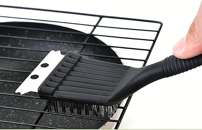 YIKANGHENG 2 Pcs 8.3 Inch x 2.8 Inch Stainless Steel Grill Brush with Plastic Handle for Barbecue Net Cleaning