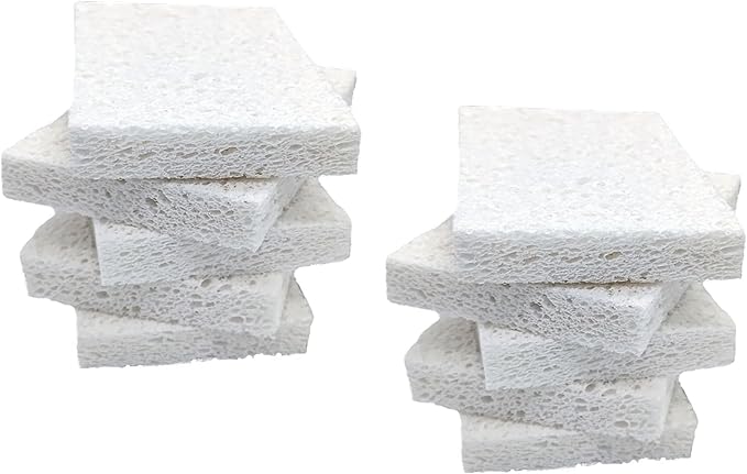 Cellulose Sponges, Heavy Duty Scrub for Kitchen, Compressed for Tough Messes Without Scratching (10 Pack, White)