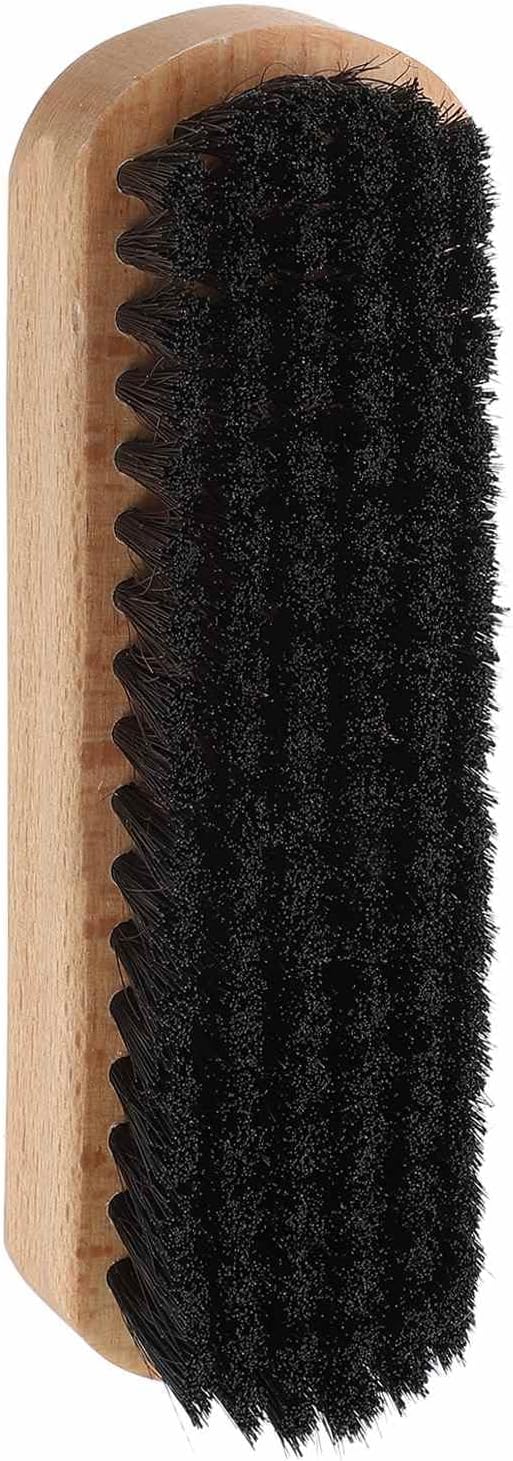HARFINGTON Shoe Cleaning Brush 6"x2" Beech Wood Horsehair Boot Polish Brushes for Leather Shoes Boots Cloth Cleaner, Black Wood