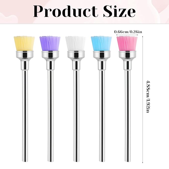 5 Pcs Nail Bit Brush Cuticle Clean up Drill Bit Brush Nail Drill Bits, Nails Dust Brushes 3/32” Remove Drilling Dusts Remover Nails Art Tool
