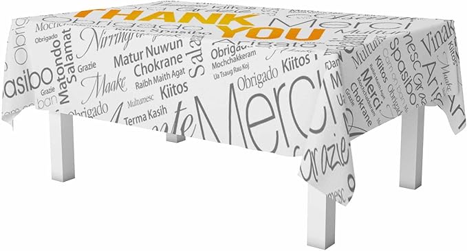 Thank You Tablecloths for Rectangle Tables Thank You Word Cloud in Different Languages 52x70 Table Cloth for Wedding Party Banquet,Dining Kitchen Table Cover