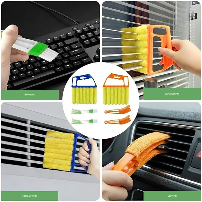 6 PCS 2026 New Blind Cleaner Tool Set, 7-Finger Dusting Cleaner and 3-Finger Washable Mini Handheld Brush, All-Purpose Dusting Tool for Wood Blinds, AC Vents, Fans Vents & Window Tracks