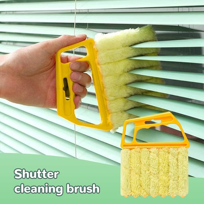 4PC Blind Cleaner Duster Tool, 2025 Upgrade Window Venetian Microfiber 7 Finger Duster Brush Dusting Cleaner Tools for Window Shutters Air Conditioner Vinyl Wood Blinds with 4 Cloth Cover (A)