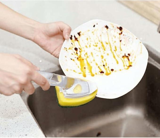 2 PCS Heavy Duty Dish Wand Refills Kit with 6 Non-Scratch Sponge Heads, Soap Dispenser & Scrub Brush – Dishwasher Safe Cleaning Tool for Pots, Pans & Dishes