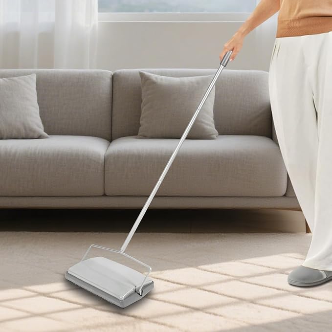 Carpet Sweeper, Floor Sweeper with Horsehair Roller Brush Strong, Suitable for Carpet Cleaning Power, Bristle Sweeper, Great for Kitchen, Carpet