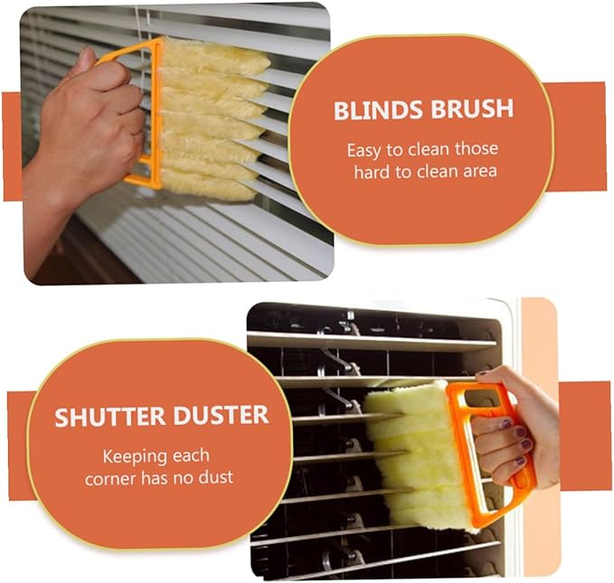 Handheld Blinds Cleaning Brush and Window Cleaner Brush 2pcs Set with 7-Tooth and 3-Tooth Heads for Air Conditioner and Venetian Blind Cleaning at Home