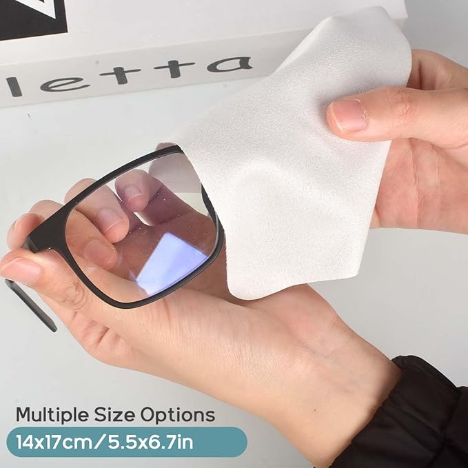 CONLI 24 Pack Microfiber Cleaning Cloth for Eyeglasses 17x14cm/6.7x5.5in Luxury Suede Glass Cleaning Cloth Glasses Cleaner for Eye Glass Lens Cleaning Gentle and Lint-Free